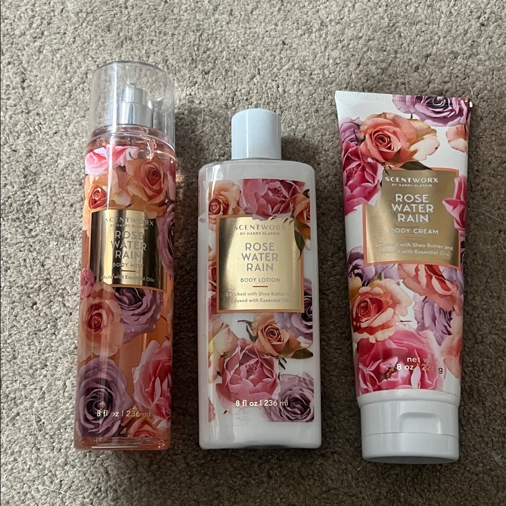 Rose Water Rain Body Care Trio